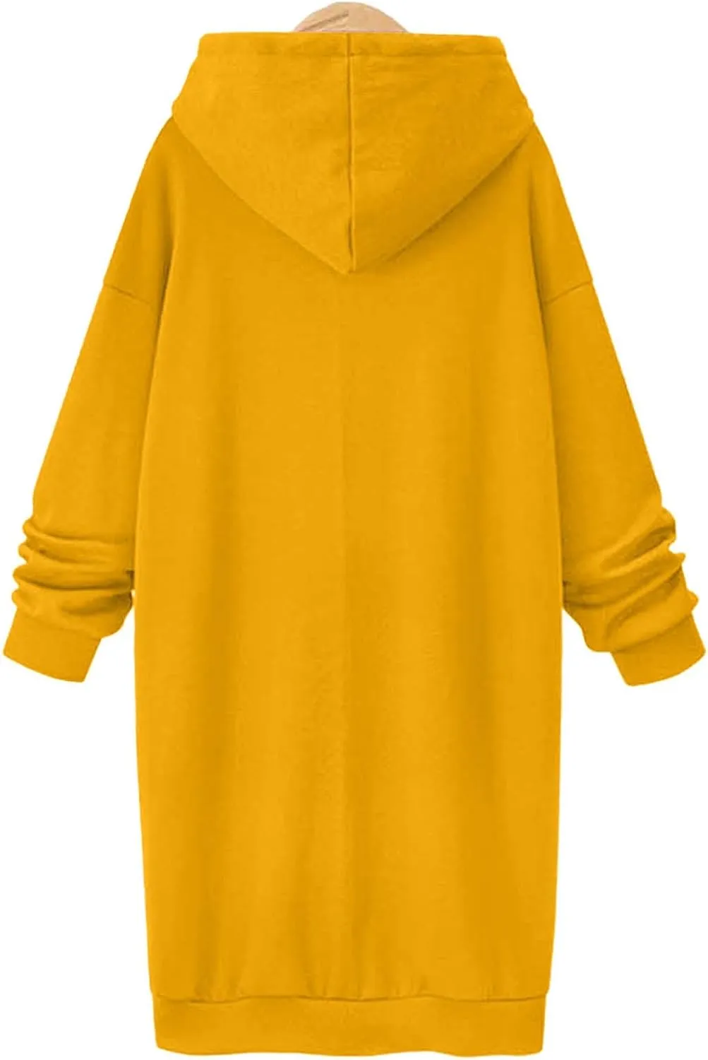 Akklian Women's Hoodie Sweatshirt Dress Knee Length Long Pullover Tops Split Hem Drawstring Hoodies Fall Winter Plush Sweater