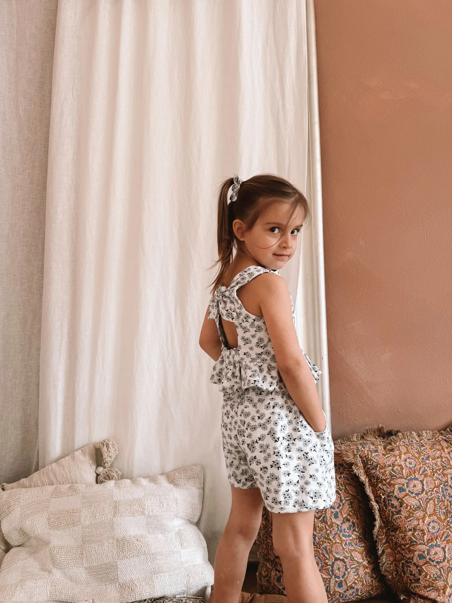 Arabella top / tiny flowers - ivory   light blue