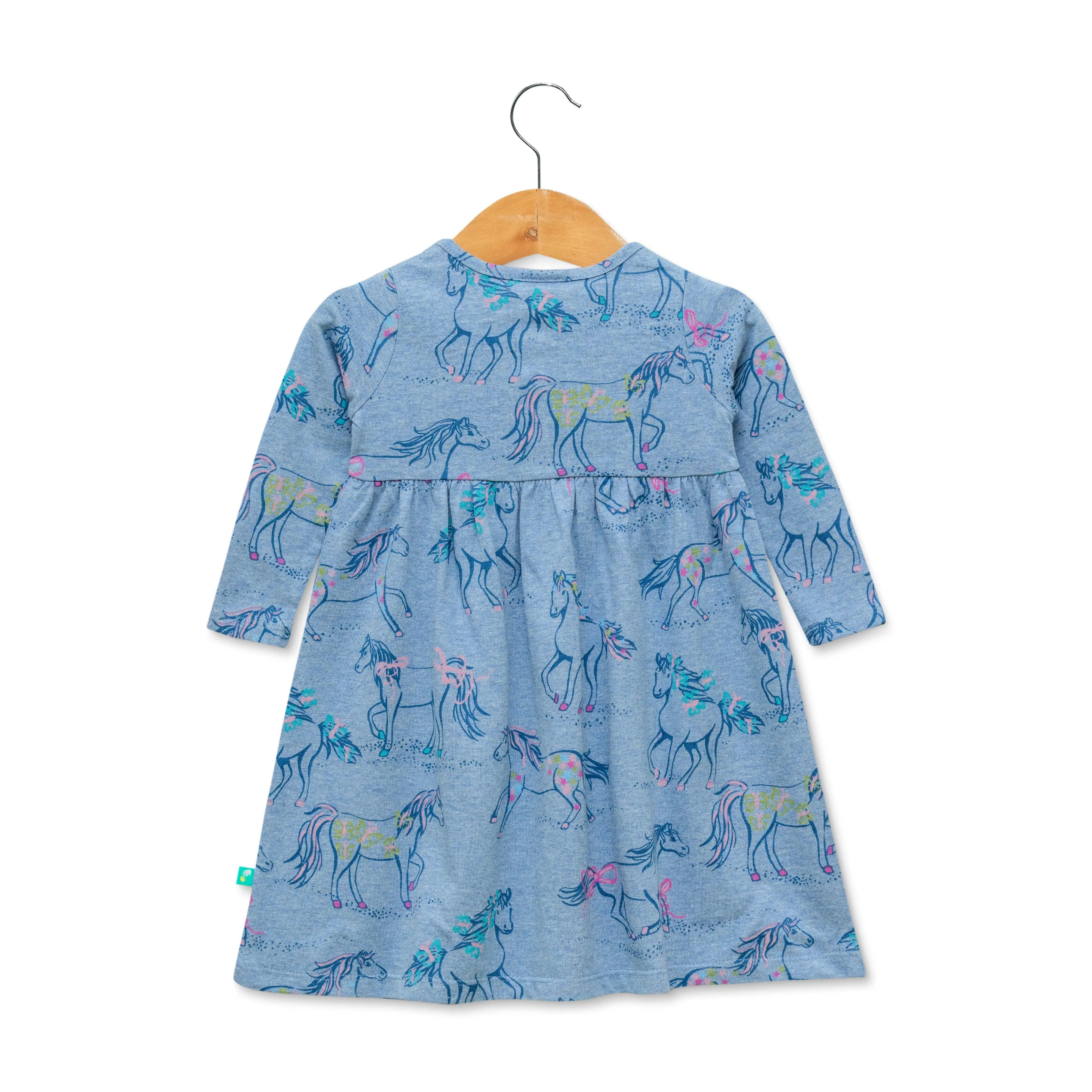 Baby Girls' Long Sleeve Unicorn Print Dress  Blue Casual Wear
