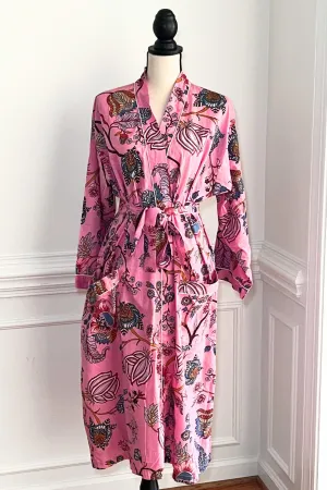 Boho robe, Pink Floral Kimono, House Robe For Women, Beach Cover Up, Gift for Girl friend, Birthday Gift, Anniversary Gift for her