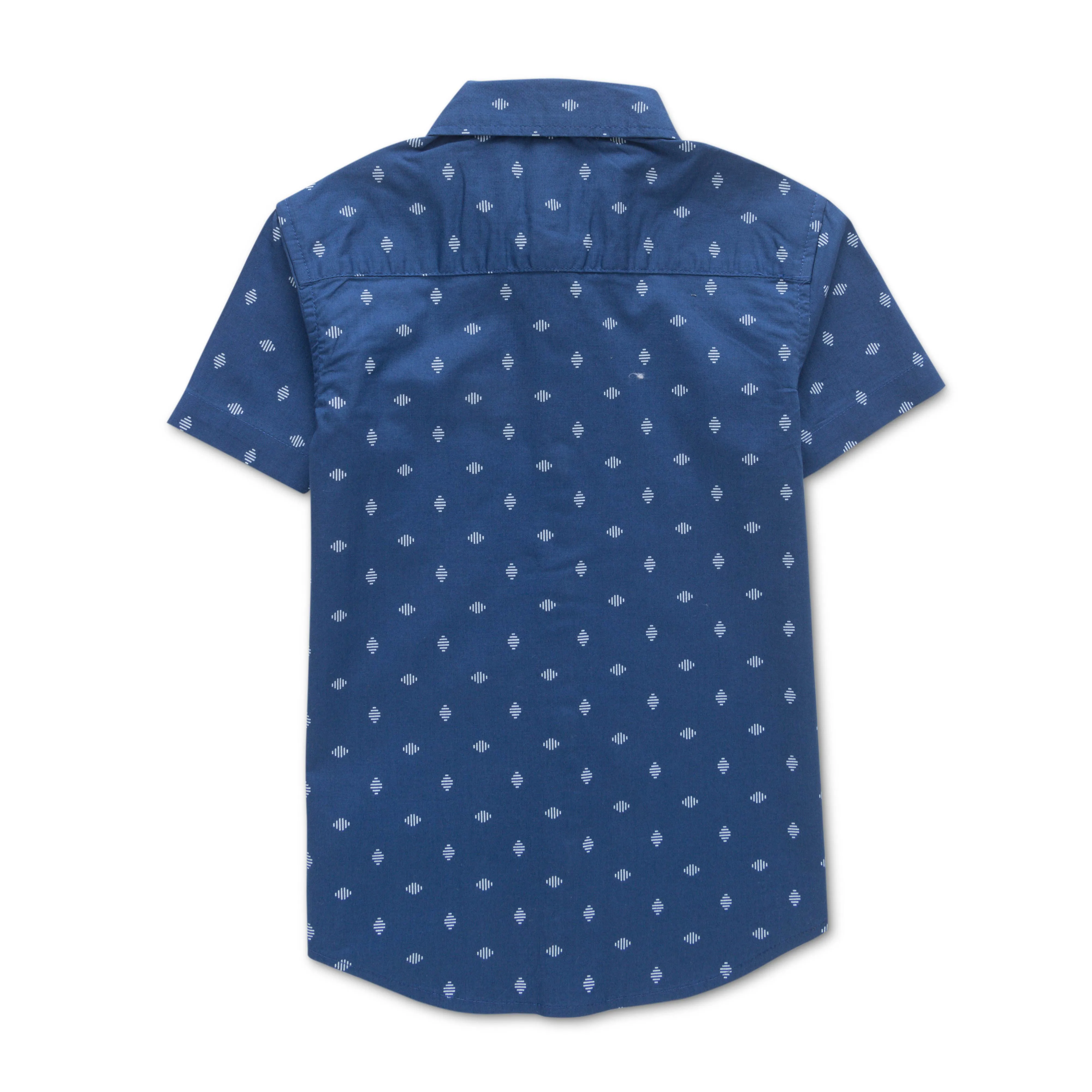 Boys' Navy Blue Geometric Print Shirt  Short Sleeve Casual Wear