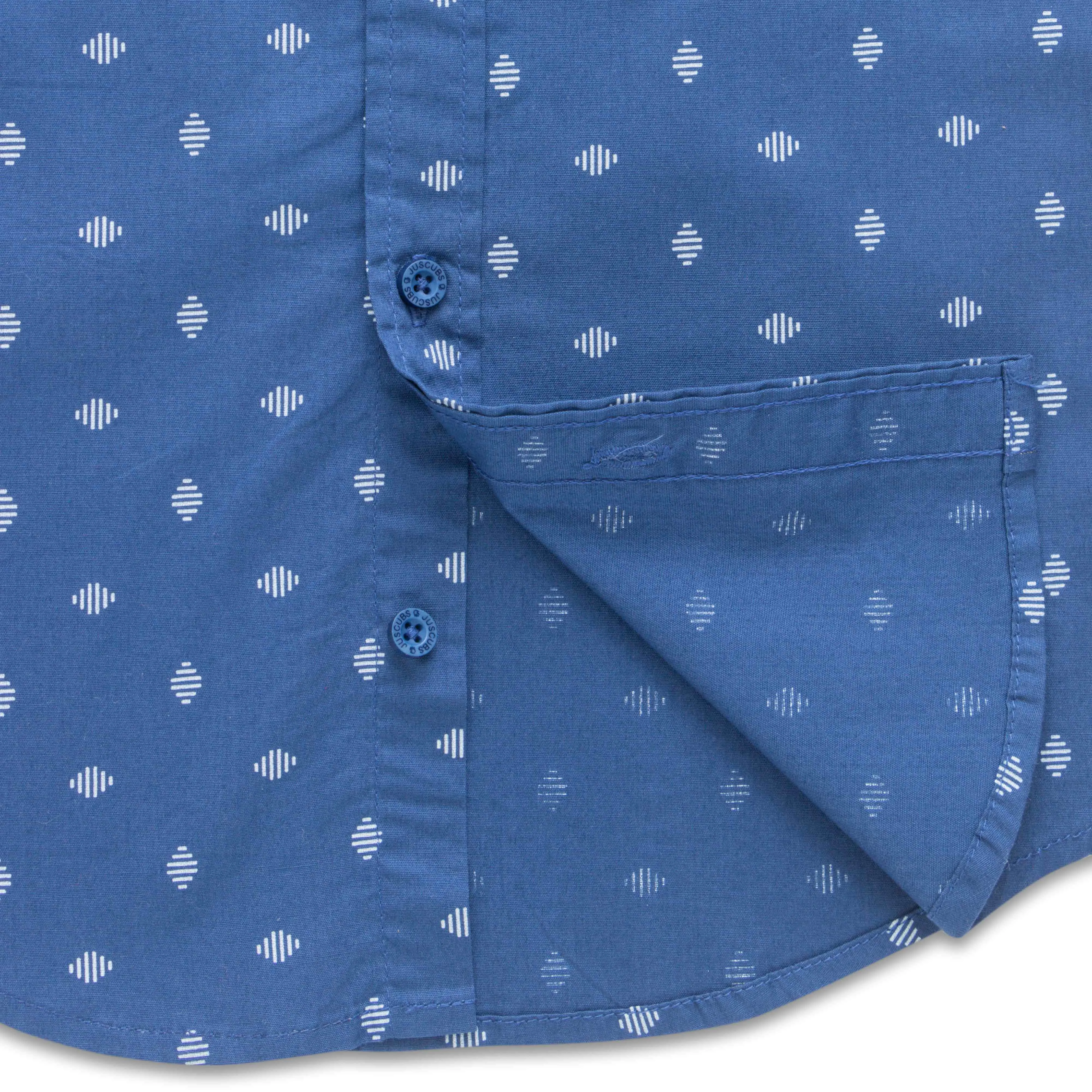 Boys' Navy Blue Geometric Print Shirt  Short Sleeve Casual Wear