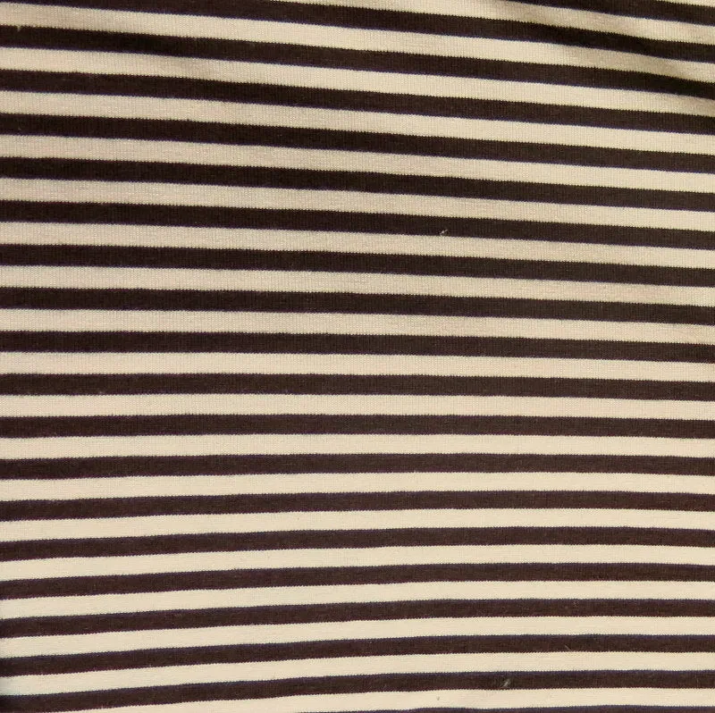 Brown and Pink 3/16" wide Stripe Cotton Lycra Knit Fabric