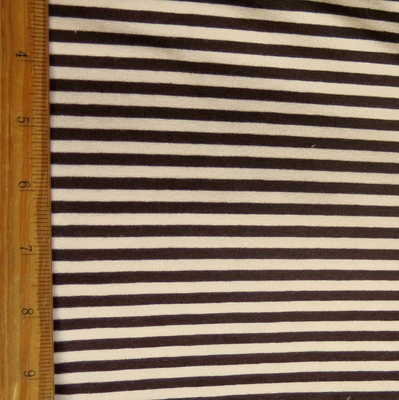 Brown and Pink 3/16" wide Stripe Cotton Lycra Knit Fabric