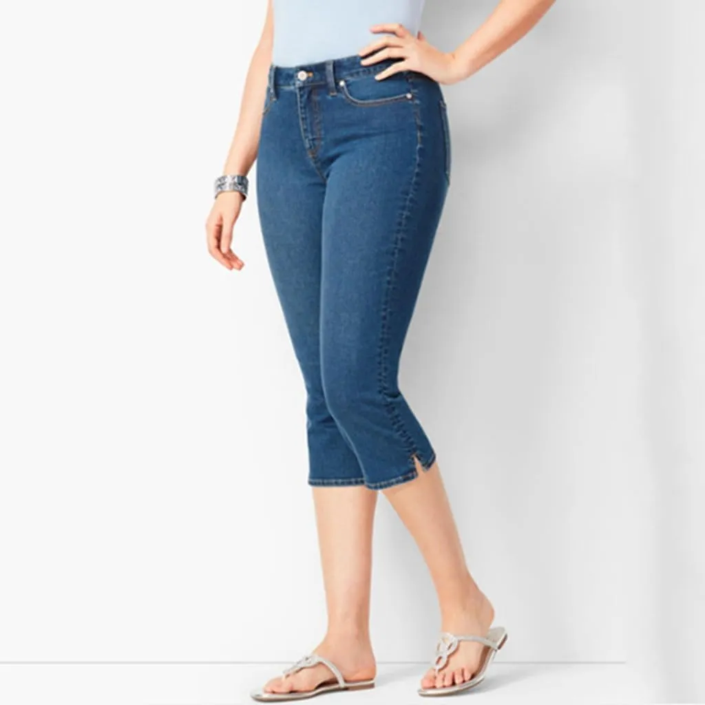 Capri Jeans for Women Plus Size High Waisted Skinny Ripped Jean Denim Pants Slim Fit Stretch Denim Capri Jeans Cropped Pants