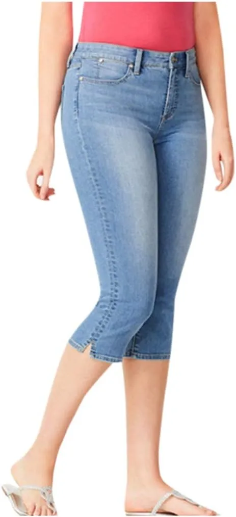 Capri Jeans for Women Plus Size High Waisted Skinny Ripped Jean Denim Pants Slim Fit Stretch Denim Capri Jeans Cropped Pants
