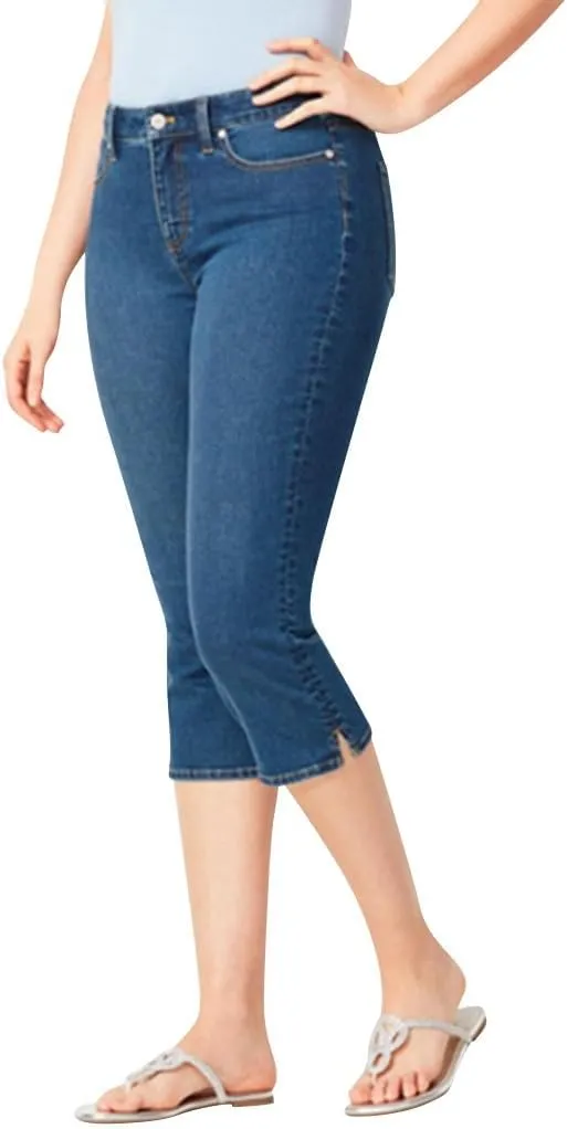 Capri Jeans for Women Plus Size High Waisted Skinny Ripped Jean Denim Pants Slim Fit Stretch Denim Capri Jeans Cropped Pants