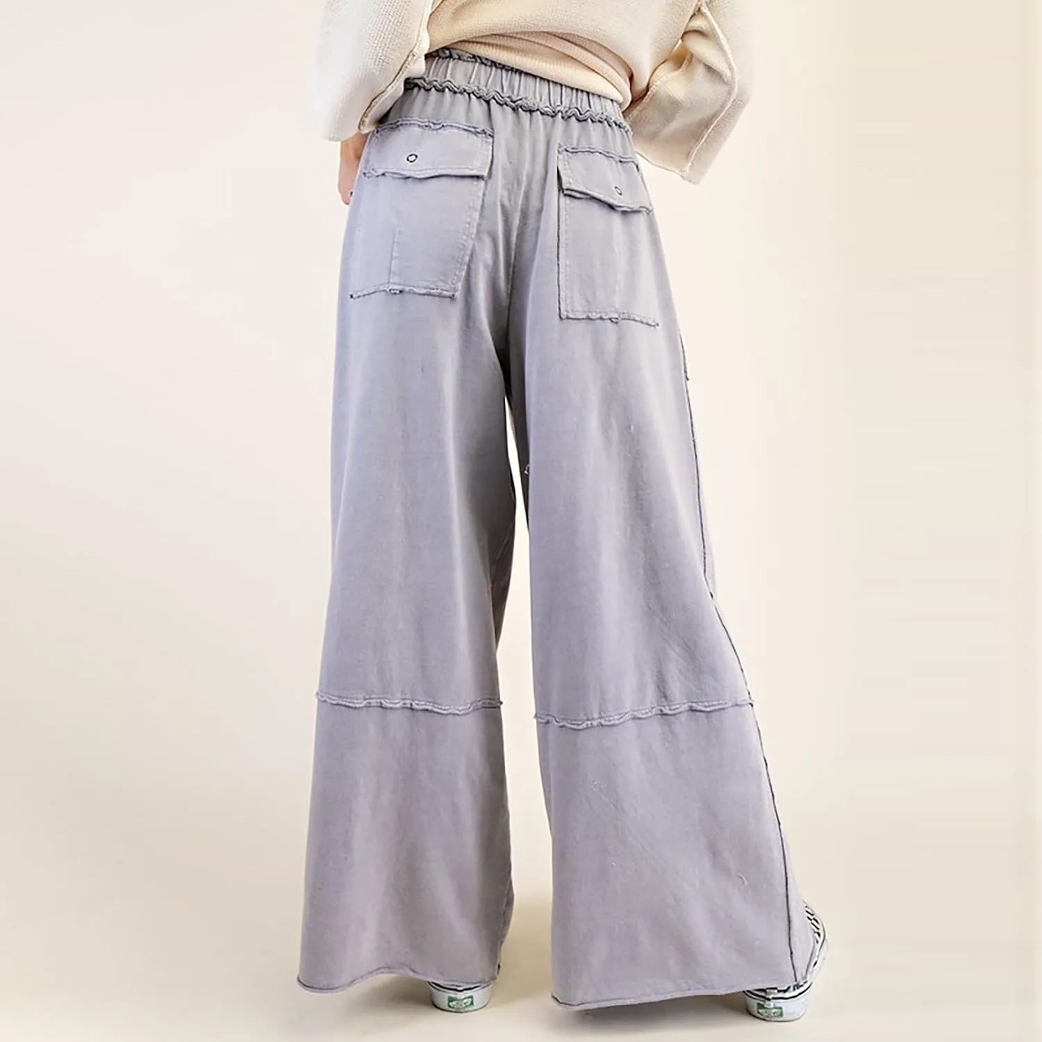 Cargo Jeans for Women Casual Baggy High Waisted Drawstring Wide Leg Jeans Lightweight Flowy Y2K Palazzo Pants with Pockets