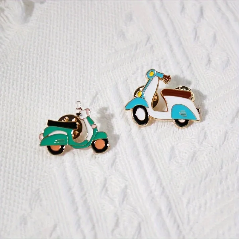 Cartoon Motorcycle Label Pins for Fashionable Clothing and Bags