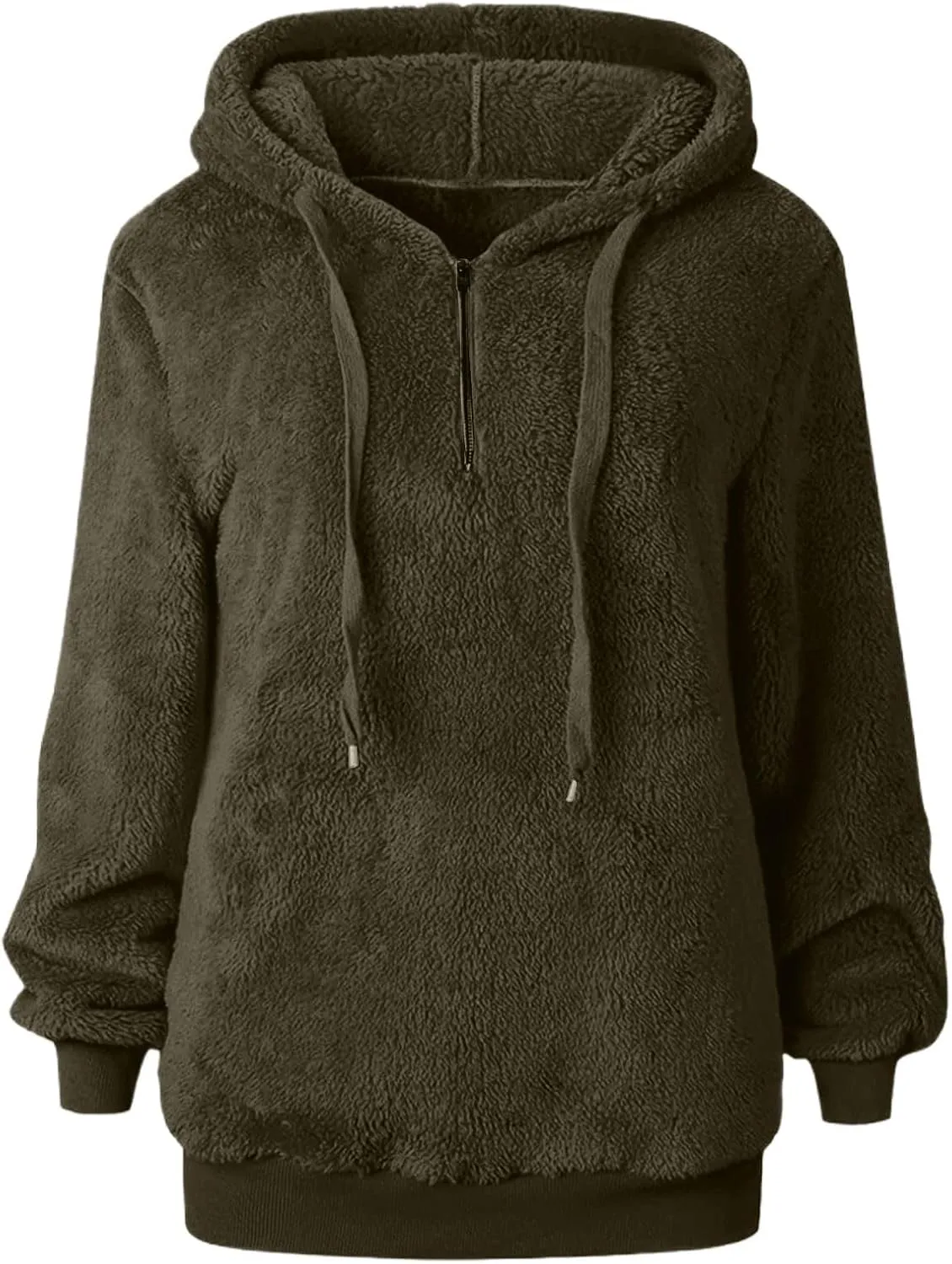 Cdiecer Fluffy Fleece Hoodies Womens Zip Up Sweatshirt Warm Hooded Jacket Oversized Sherpa Coat Outwear with Pockets