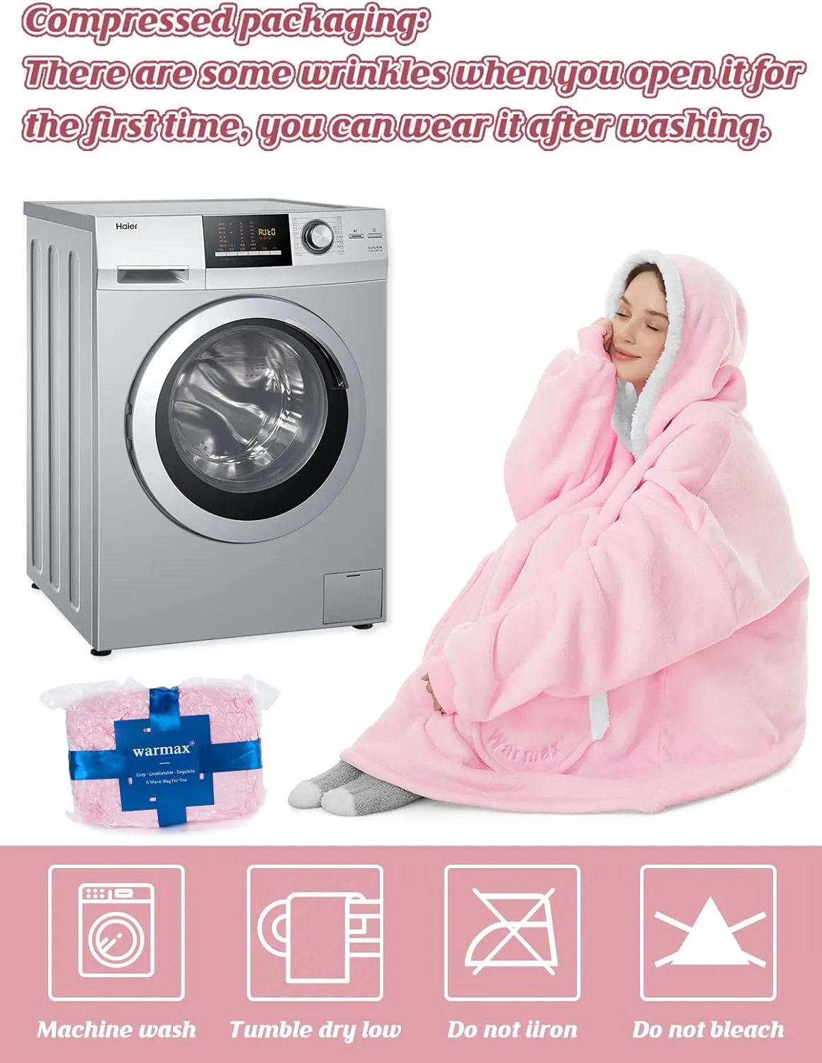 Century Star Wearable Blanket Hoodies for Women Men Sherpa Oversized Thick Cozy Fleece Soft Warm Adult Sweatshirt Hooded