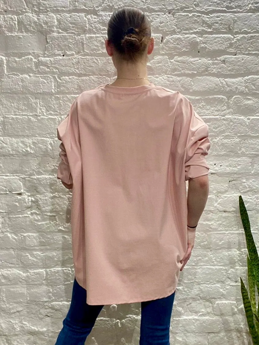 Chelsea premium Net Diamante Flower Detail Tunic Top Lounge Sweater c40