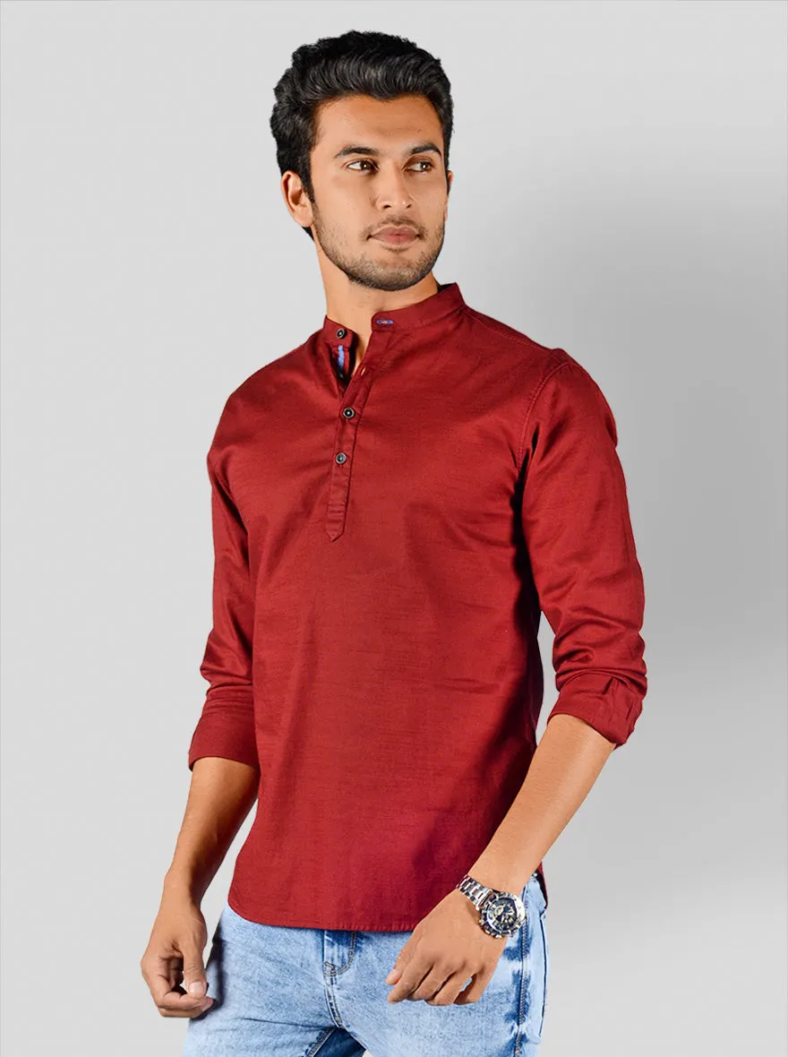 Chilli Pepper Red Solid Slim Fit Casual Shirt | Greenfibre