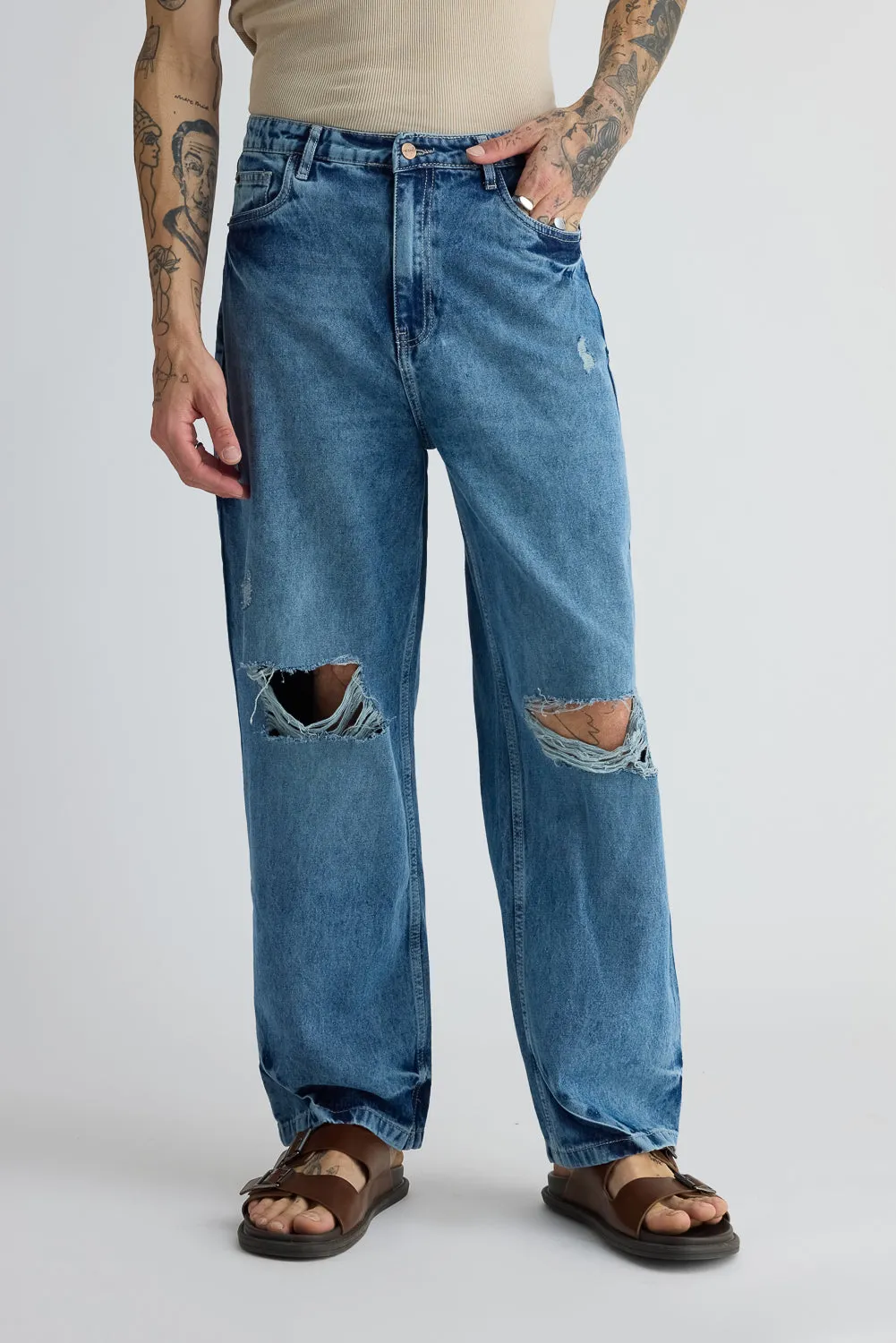 Classic Ripped Men's Straight Jeans