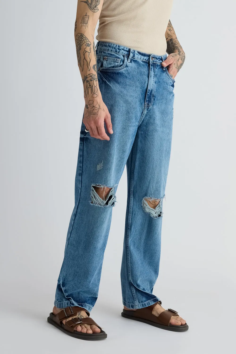 Classic Ripped Men's Straight Jeans