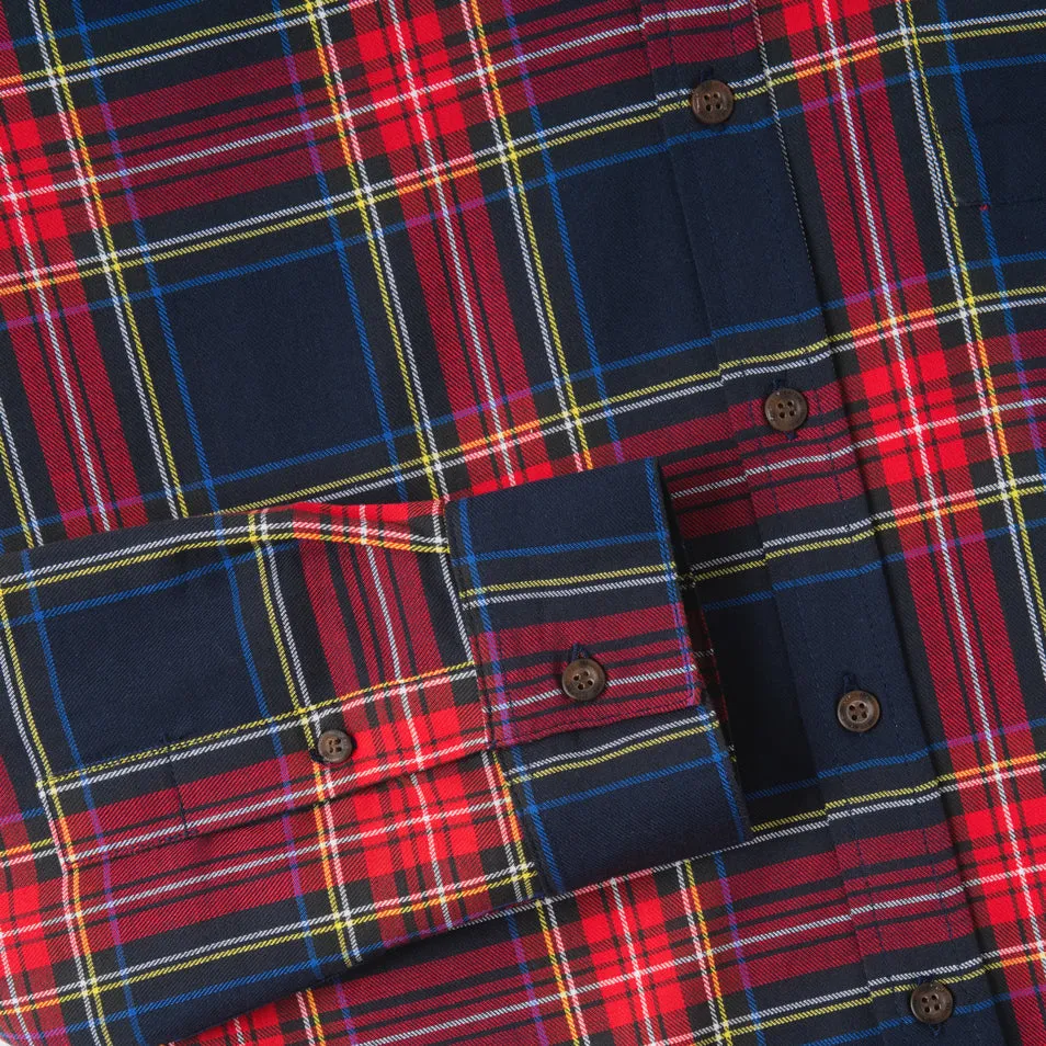 College Days Long Sleeve Plaid Shirt - Red Navy