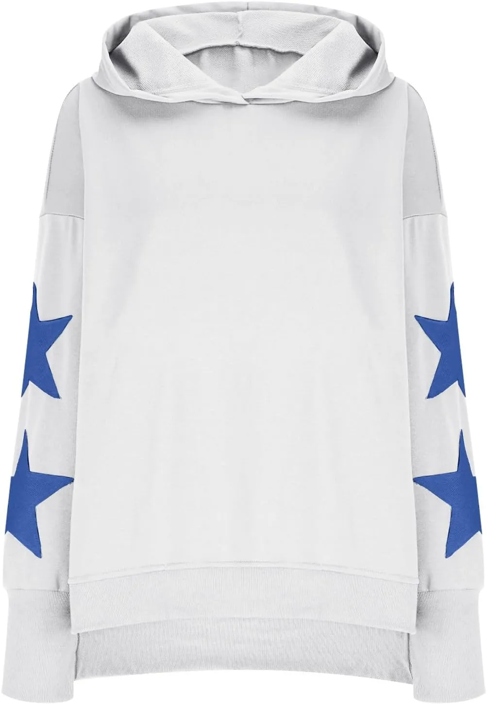 Cute Hoodies For Women Trendy 2024 Oversized Star Print Hooded Sweatshirt Side Slit Fall Pullover Tops y2k Clothes