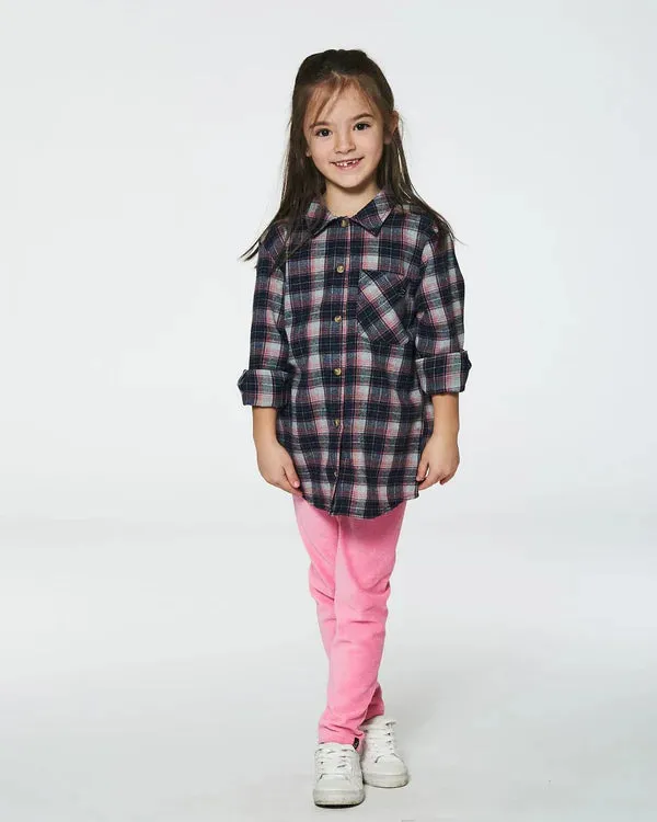 Deux Par Deux Girls Plaid Flannel Shirt  G20K16-086  Plaid Outdoor *