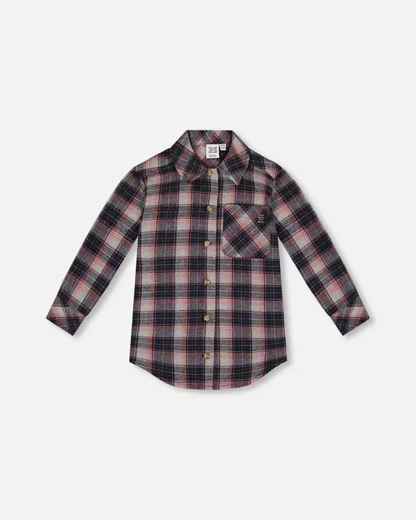 Deux Par Deux Girls Plaid Flannel Shirt  G20K16-086  Plaid Outdoor *