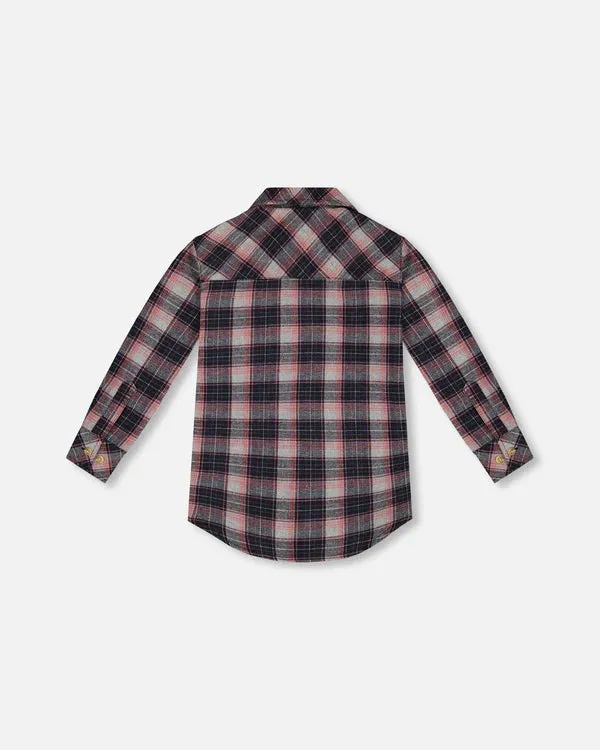 Deux Par Deux Girls Plaid Flannel Shirt  G20K16-086  Plaid Outdoor *