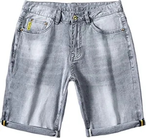 DGHM-JLMY Mens Ripped Stretch Slim Denim Shorts Slim Fit Stretch Short Jeans with Hole Fashion Casual Skinny Summer Jeans