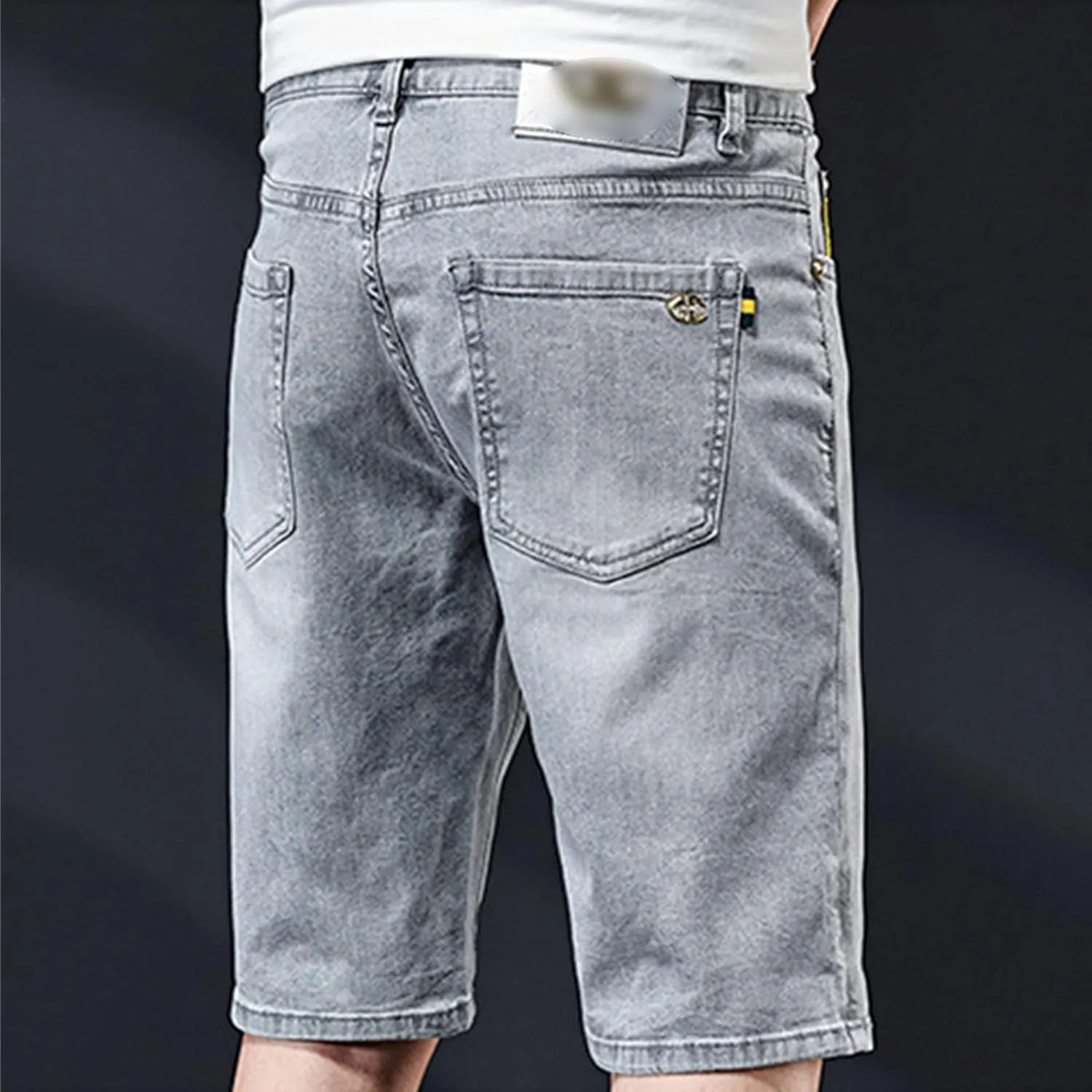 DGHM-JLMY Mens Ripped Stretch Slim Denim Shorts Slim Fit Stretch Short Jeans with Hole Fashion Casual Skinny Summer Jeans