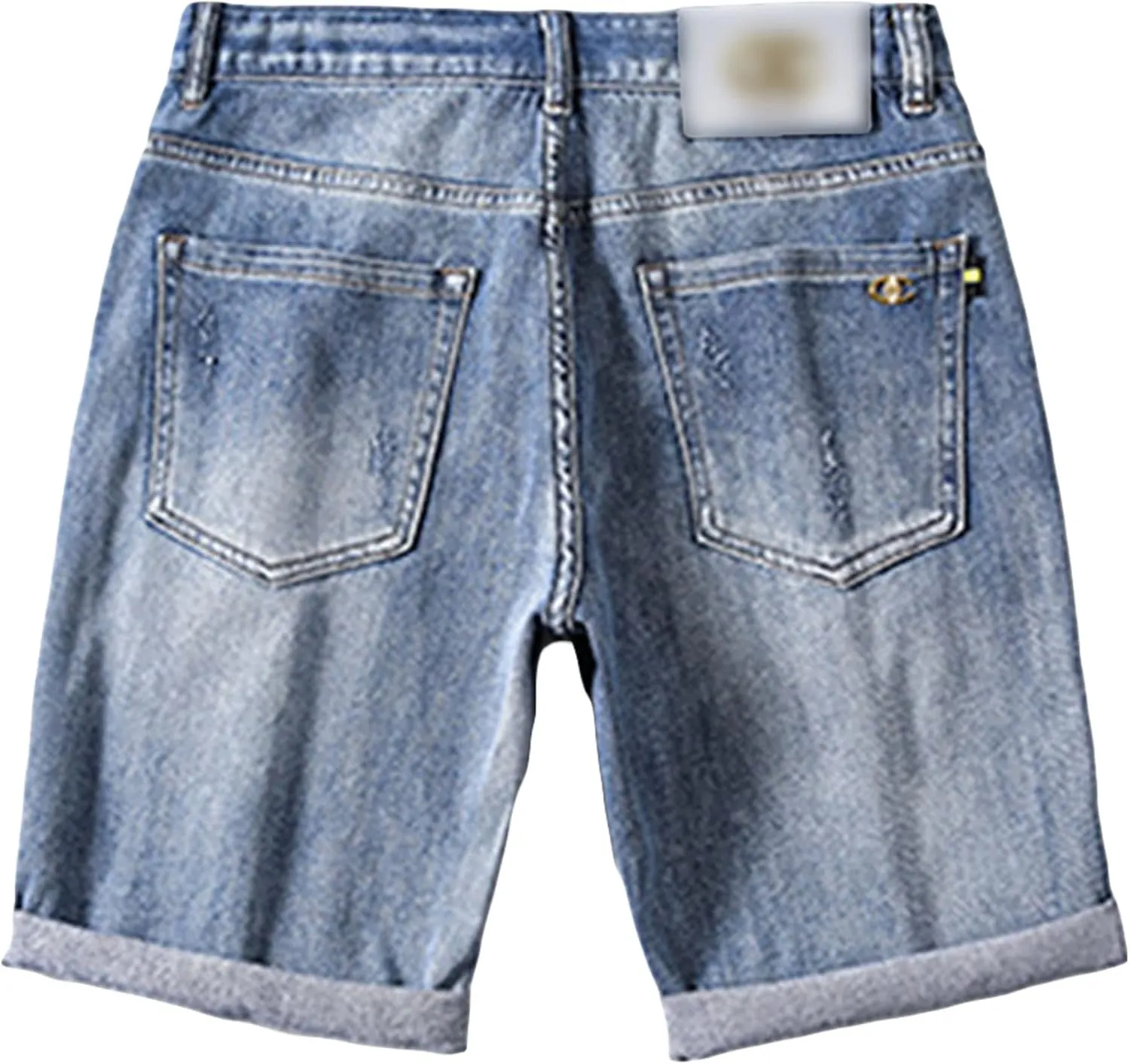 DGHM-JLMY Mens Ripped Stretch Slim Denim Shorts Slim Fit Stretch Short Jeans with Hole Fashion Casual Skinny Summer Jeans