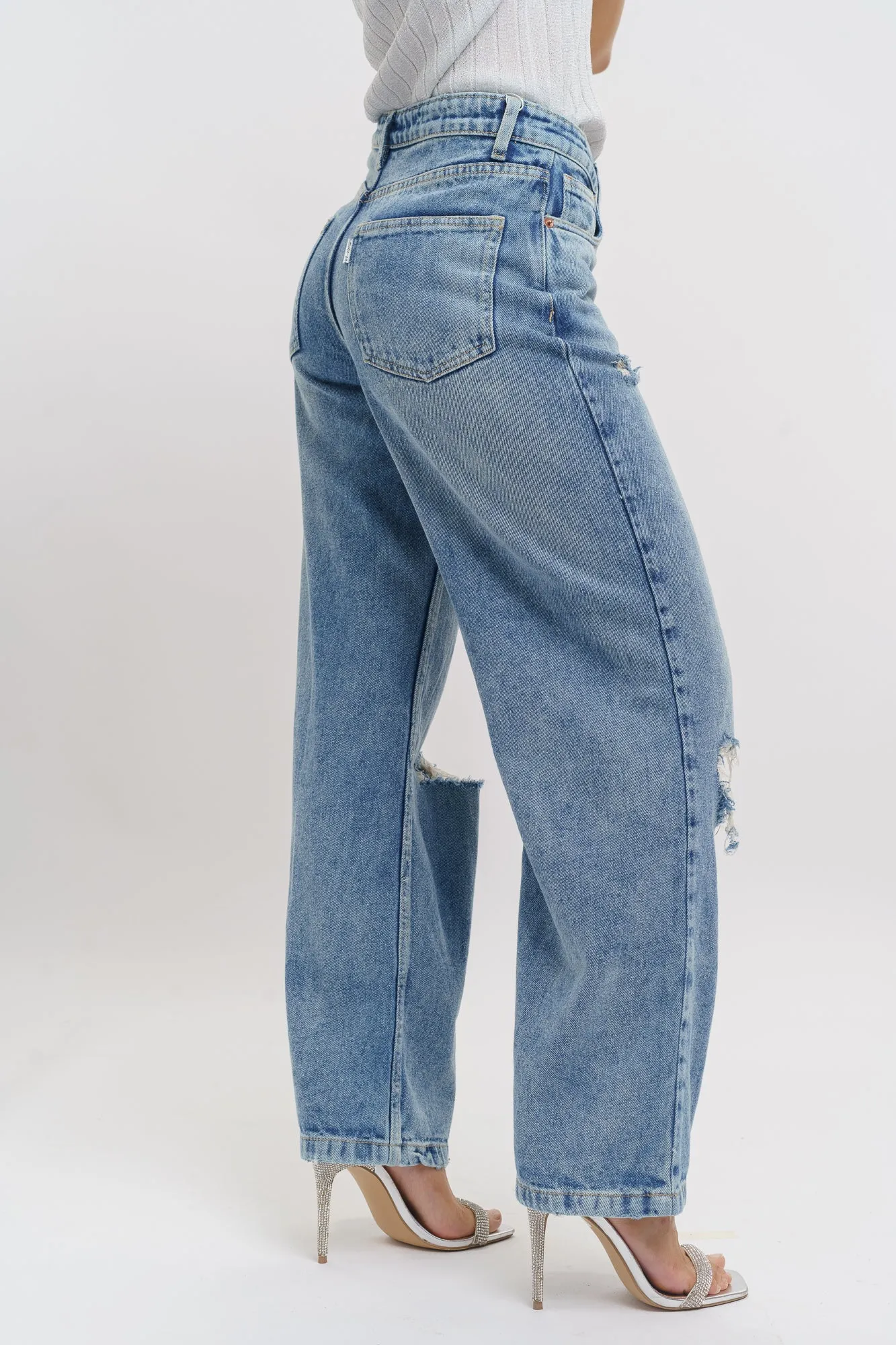 Distress Wide Jeans