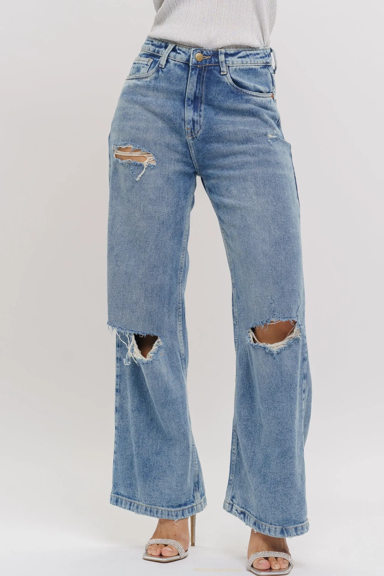 Distress Wide Jeans
