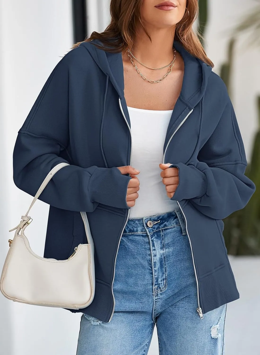 Dokotoo Womens Casual Drawstring Zip Up Thick Hoodies Long Sleeve Fleece Sweatshirts Solid Jacket Coat with Pockets
