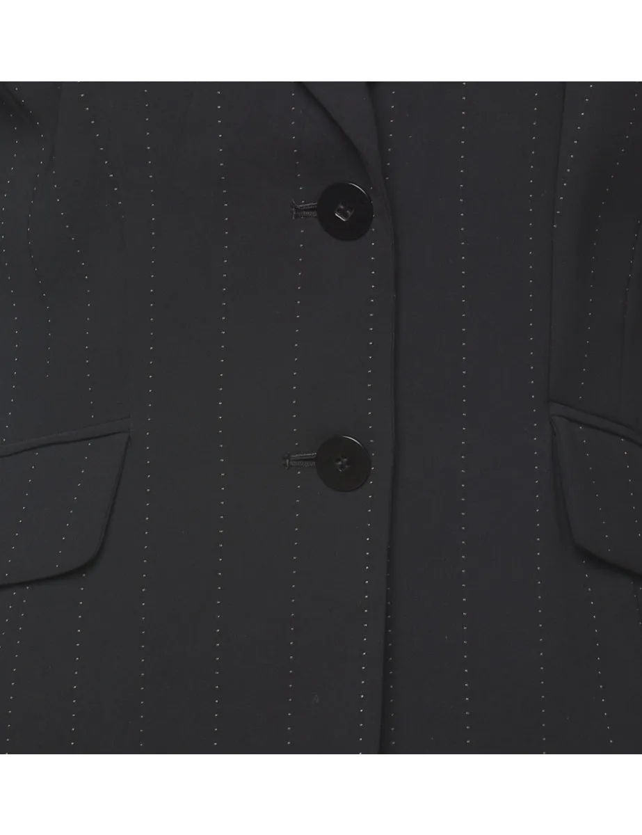 Doncaster Black Classic Pinstriped Blazer - M