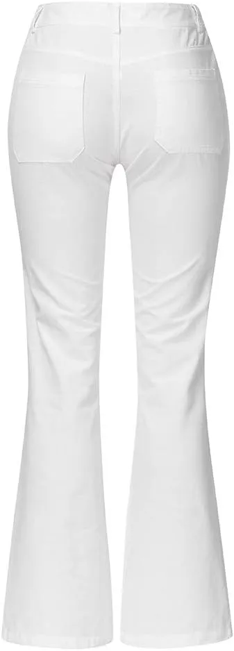 Flare Jeans for Women Button Up Curvy Slim Fit Butt Lifting High Waist Stretch Bell Bottom Jeans Bootcut Denim Pants