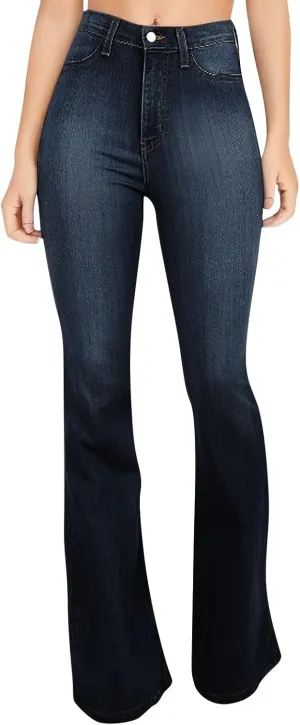 FQZWONG High Waisted Bell Bottom Jeans for Women Plus Size Wide Leg Flare Jeans Slim Fit Solid Stretch Denim Pants