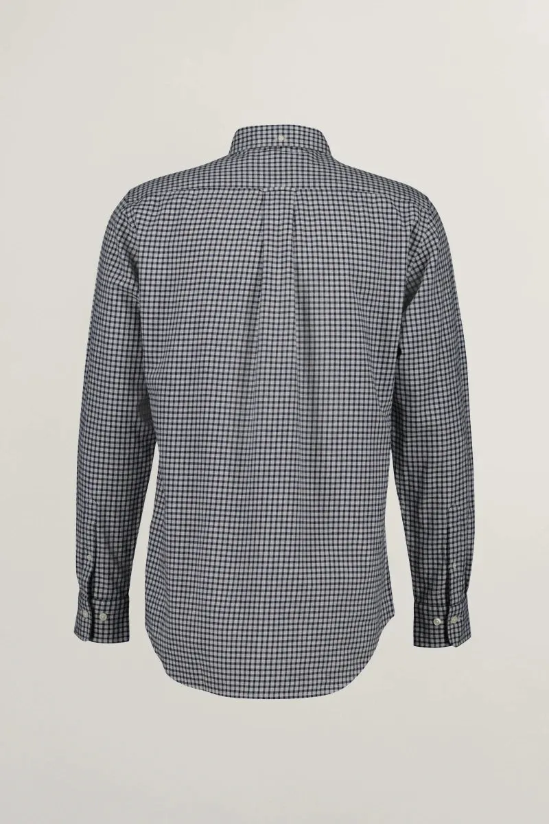 GANT - Reg Micro-check Flannel Shirt, Light Grey Melange