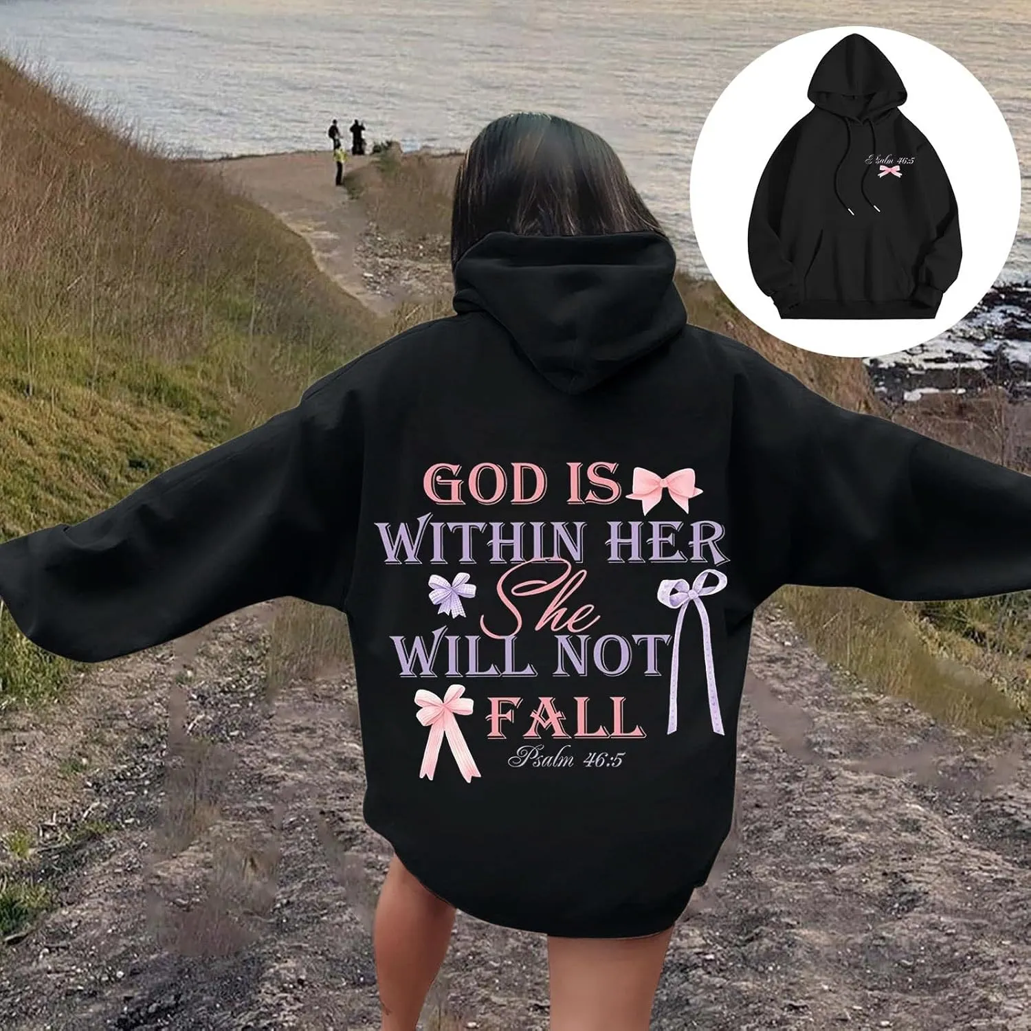 God Is Within Her She Will Not Fail Womens Sweatshirts Long Sleeve Hoodies Oversized Casual Comfy Trendy Pullover