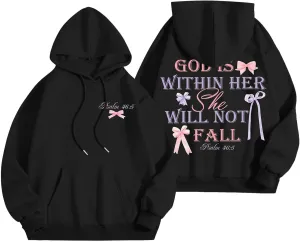 God Is Within Her She Will Not Fail Womens Sweatshirts Long Sleeve Hoodies Oversized Casual Comfy Trendy Pullover