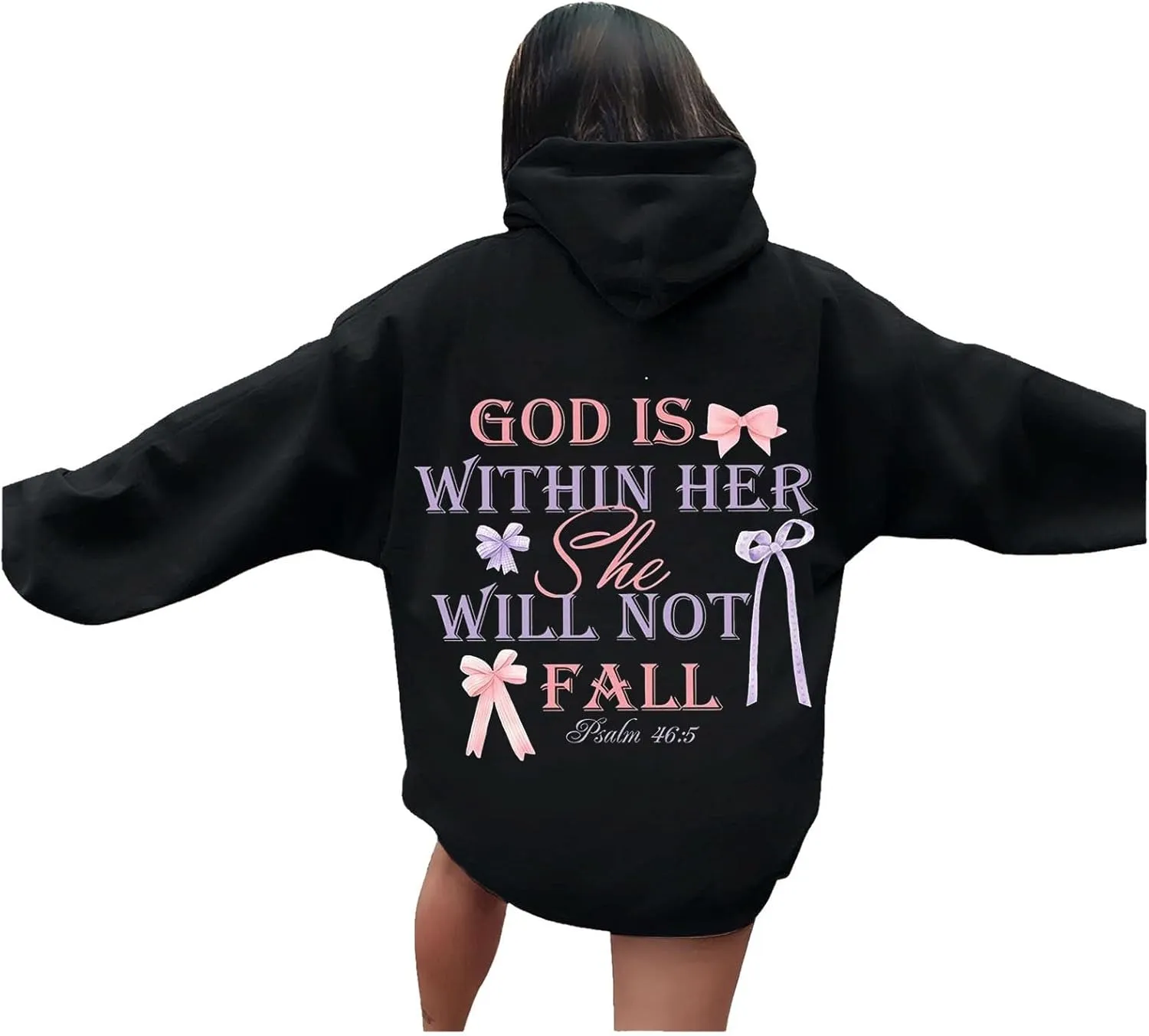 God Is Within Her She Will Not Fail Womens Sweatshirts Long Sleeve Hoodies Oversized Casual Comfy Trendy Pullover