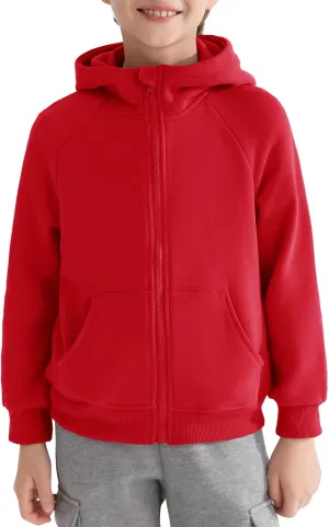 Haloumoning Boys Zip Up Fleece Hoodies Kids Raglan Long Sleeve Lightweight Hooded Sweatshirts with Pocket 5-14 Years