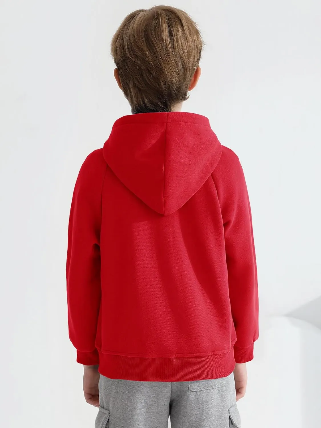 Haloumoning Boys Zip Up Fleece Hoodies Kids Raglan Long Sleeve Lightweight Hooded Sweatshirts with Pocket 5-14 Years