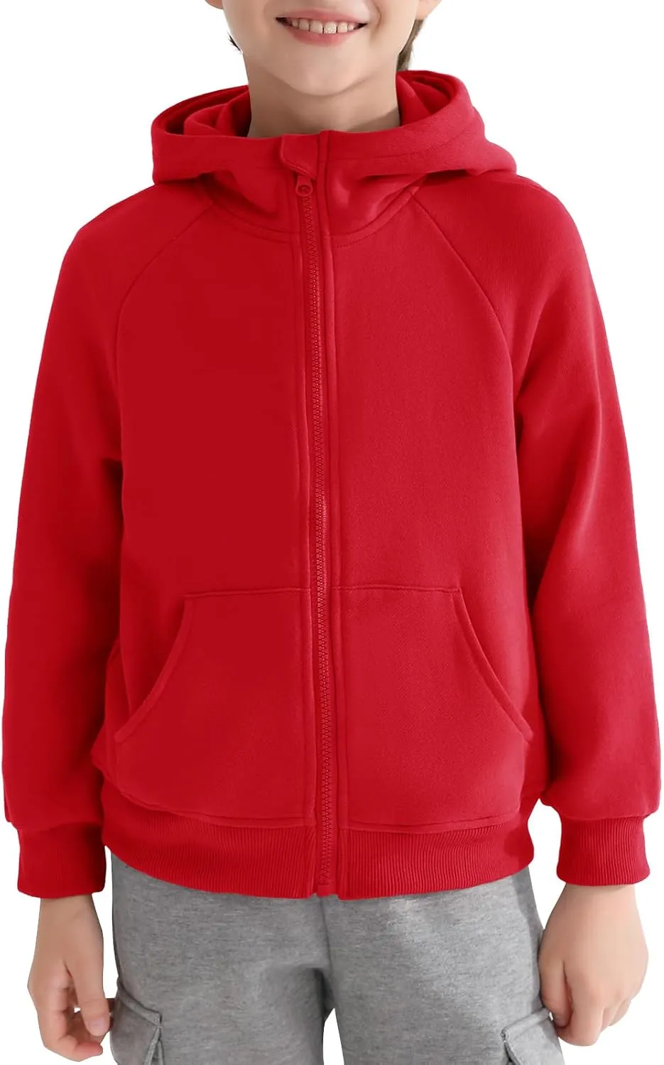 Haloumoning Boys Zip Up Fleece Hoodies Kids Raglan Long Sleeve Lightweight Hooded Sweatshirts with Pocket 5-14 Years