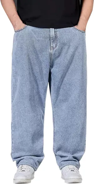 Hip Hop Jeans for Men Joggers Loose Fit Streetwear Biker Baggy Denim Pants Stylish Loose Elastic Waist Vintage Jeans