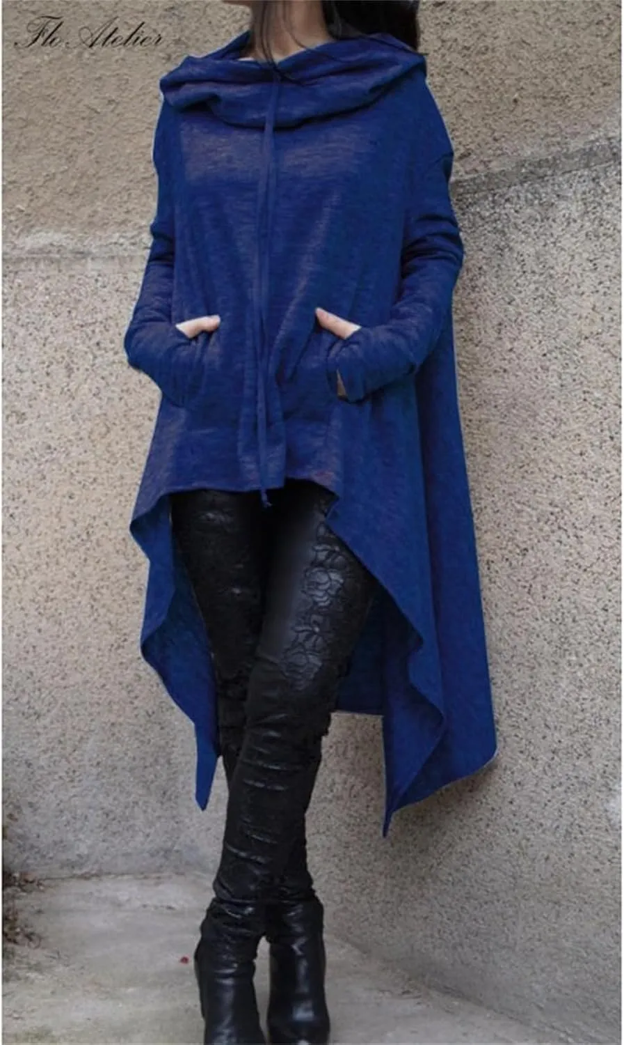 Irregular Hem Hoodie Women Oversized Long Hooded Pullover Sweatshirt Casual Asymmetrical Tops Tunic Fall Fashion