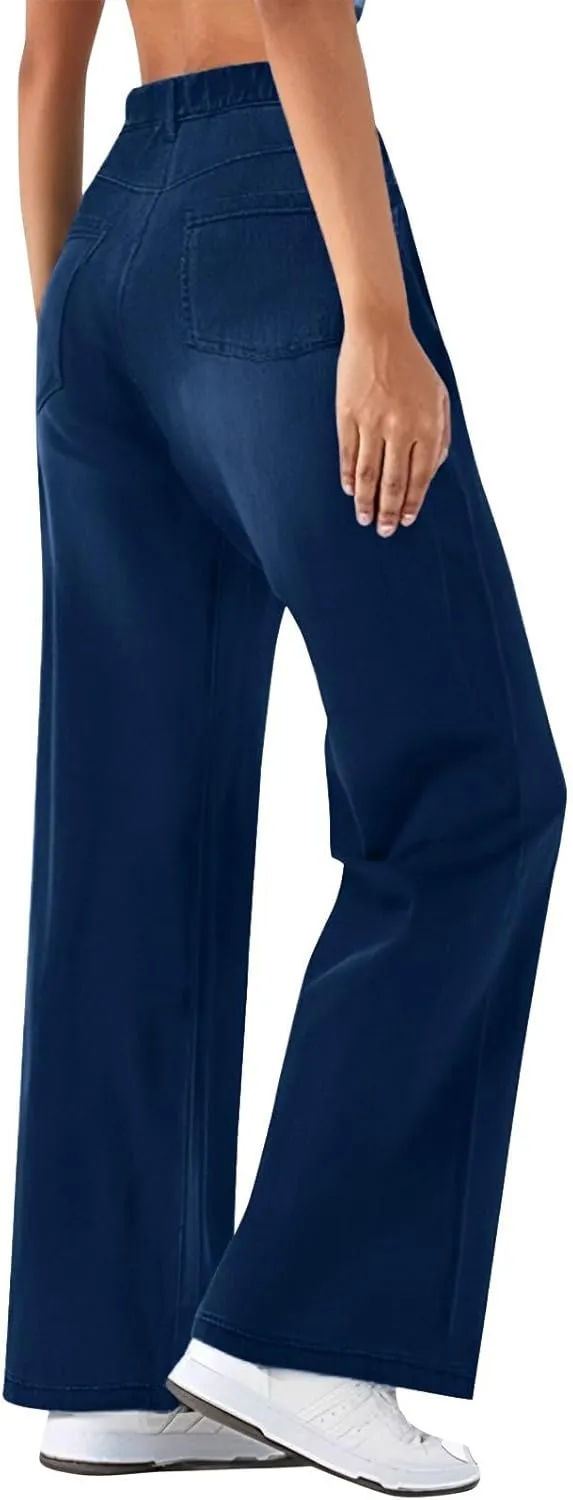 Jeans for Women Baggy Boyfriend Denim Pants Vintage High Waisted Wide Leg Jeans Woman with Pockets Stretchy Pant