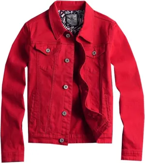 Kedera Men Denim Jacket Casual Slim Fit Button Down Biker Jeans