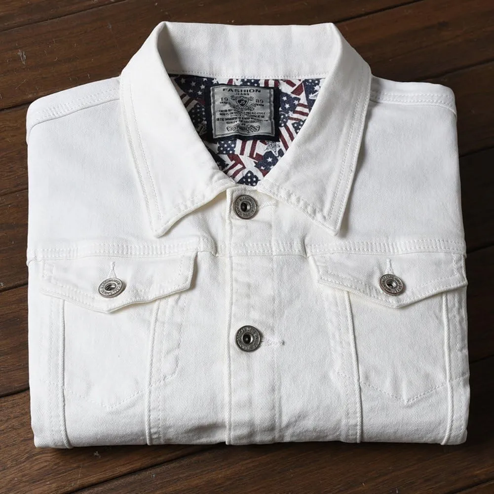 Kedera Men Denim Jacket Casual Slim Fit Button Down Biker Jeans