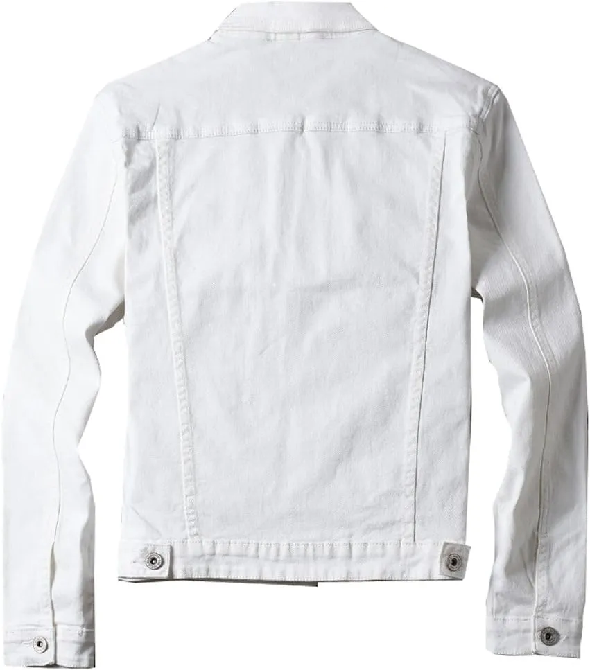 Kedera Men Denim Jacket Casual Slim Fit Button Down Biker Jeans
