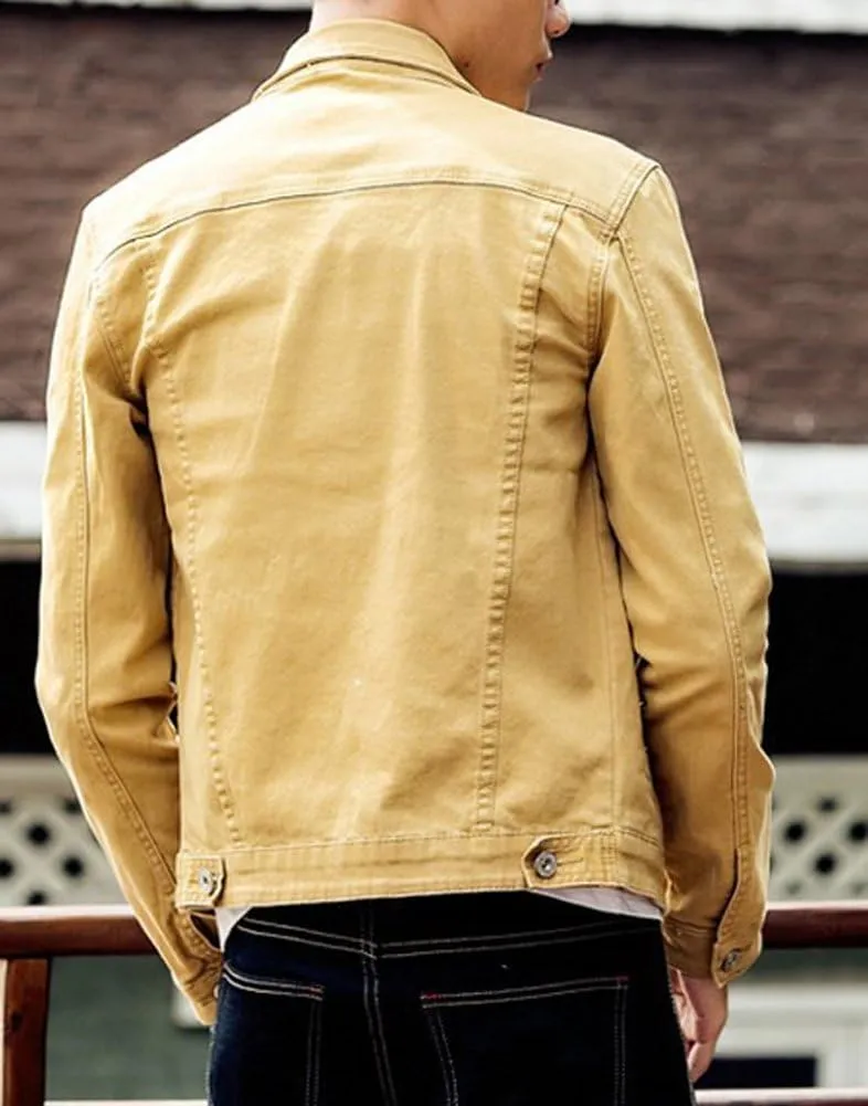 Kedera Men Denim Jacket Casual Slim Fit Button Down Biker Jeans
