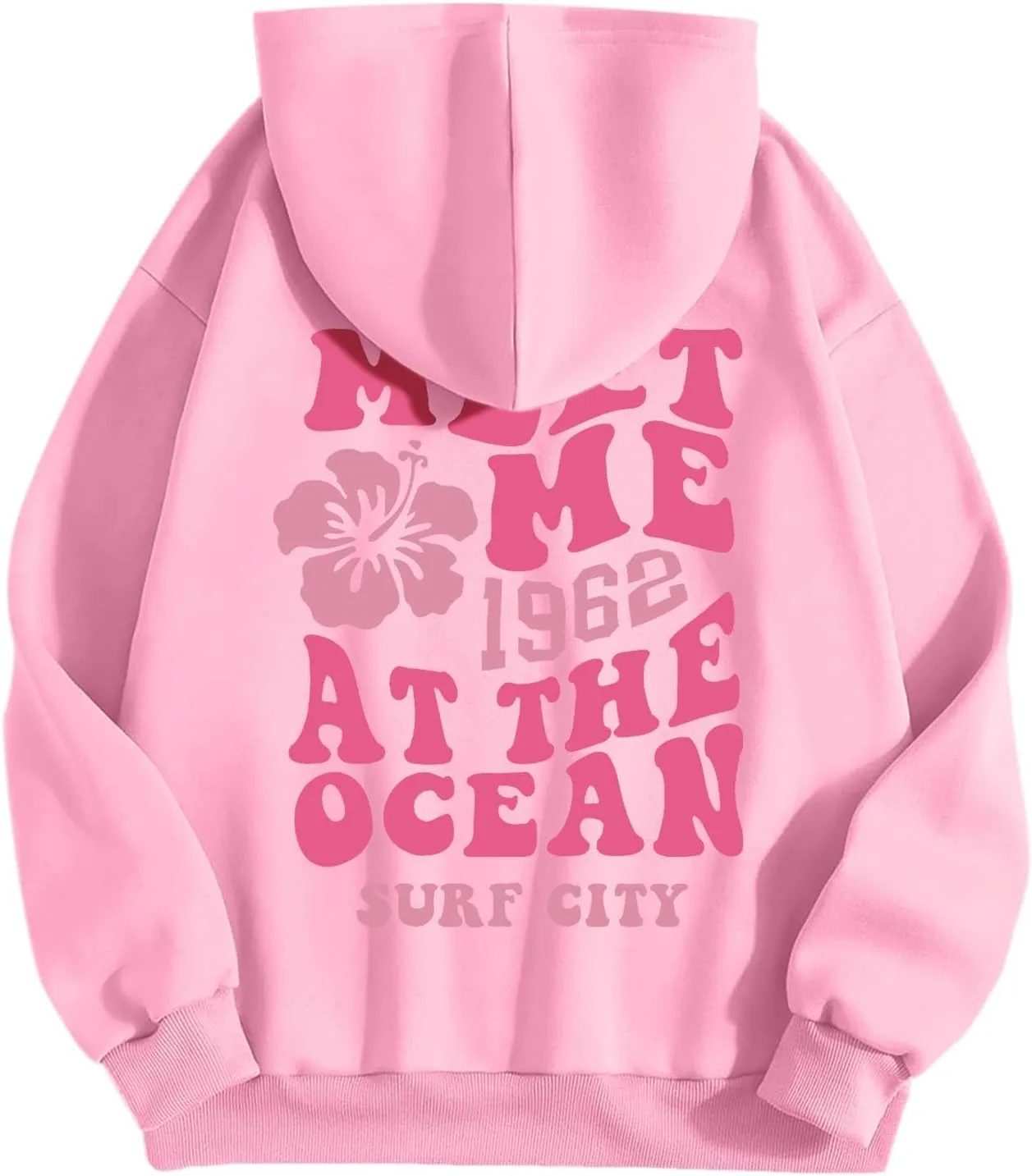 Meet Me At The Ocean Hoodies For Women Long Sleeve Hooded Sweatshirts With Pocket Drawstring Pullover Top Fall, Large