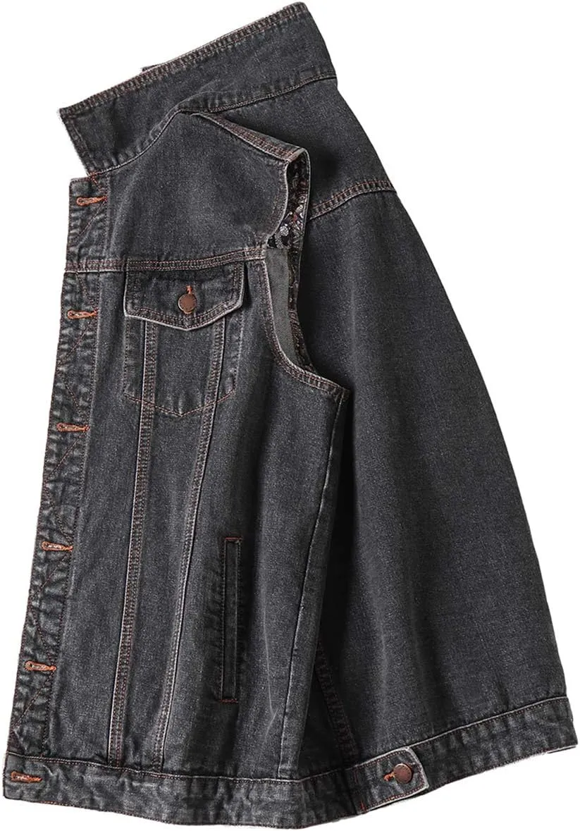 Men's Casual Button Up Denim Vest Vintage Sleeveless Jeans Vest Jacket