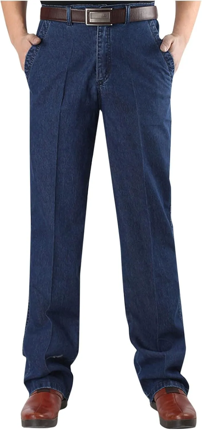 Men's Slim Fit Stretch Jeans Vintage Classic Denim Dress Pants Men Casual Work Jeans Pants Straight Leg Loose Fit